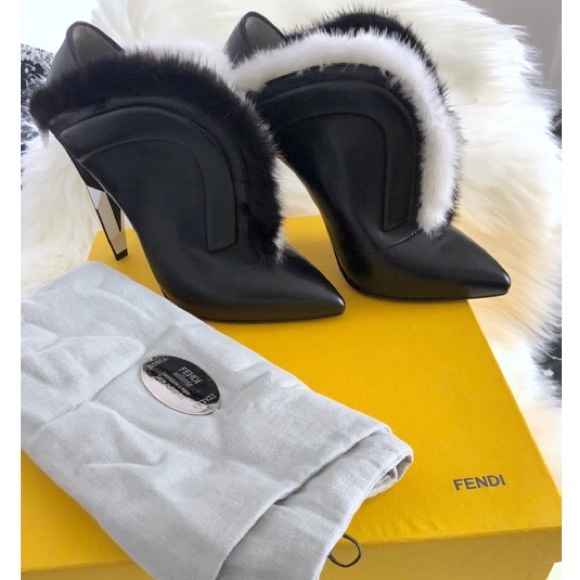 FENDI Lamb Leather & Mink Ankle Boot - Picture 5 of 8